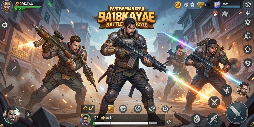 Screenshot gameplay seru dari 918KAYA dengan aksi pertarungan Battle Royale.