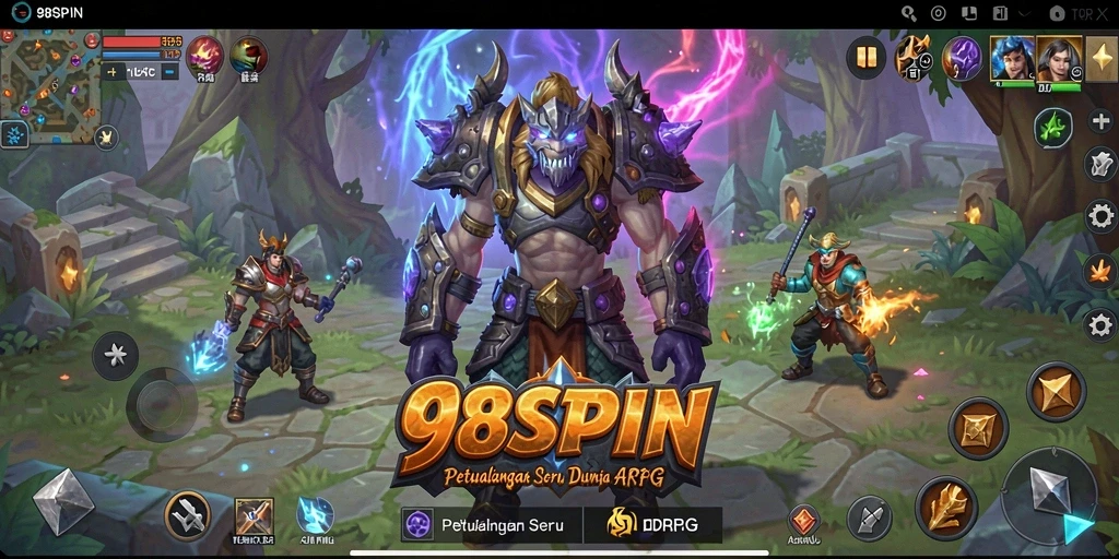 Screenshot utama dari gameplay seru di 98SPIN, menunjukkan pertempuran epik.