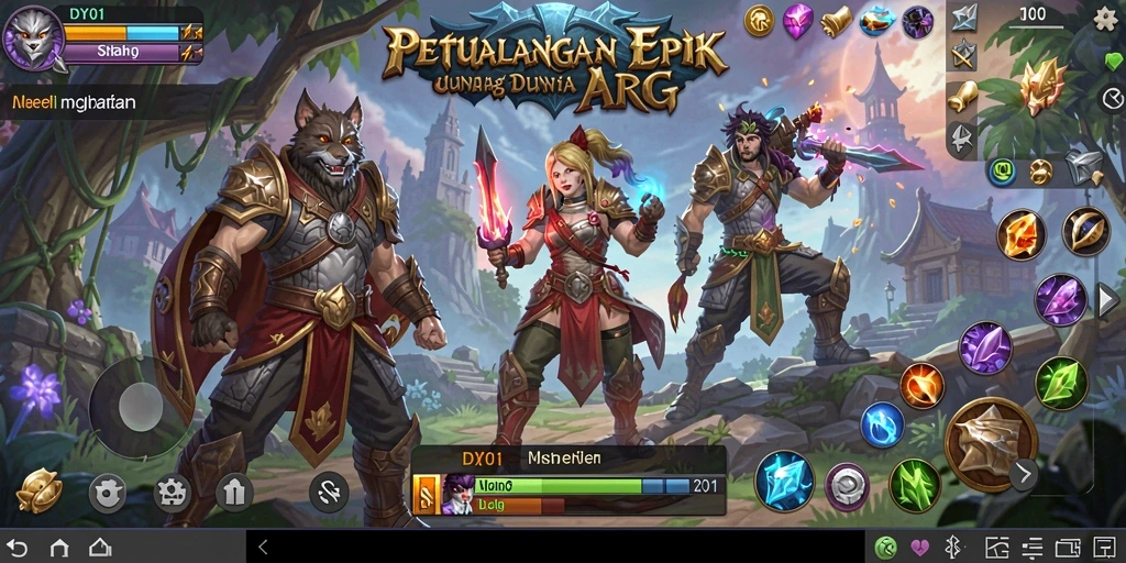Tangkapan layar utama DY01 menampilkan aksi pertempuran seru dalam dunia ARPG.