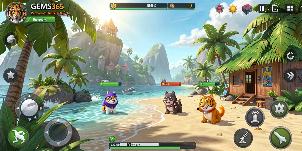 Tampilan gameplay cerah dan menarik dari GEMS365.