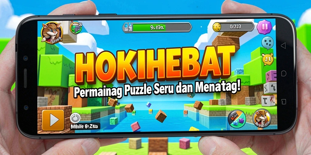 Tampilan gameplay seru HOKIHEBAT dengan berbagai tantangan puzzle.