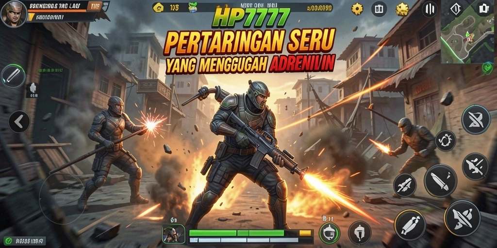 Tampilan gameplay menegangkan dalam HP777 dengan pertarungan epik.