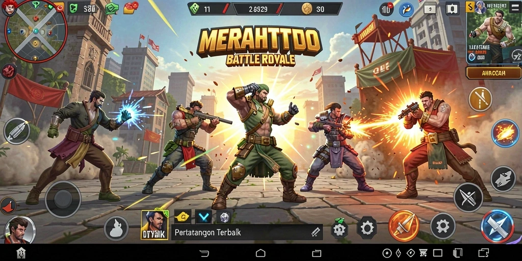 Tampilan gameplay epik dalam MERAHTOTO battle royale yang mendebarkan.