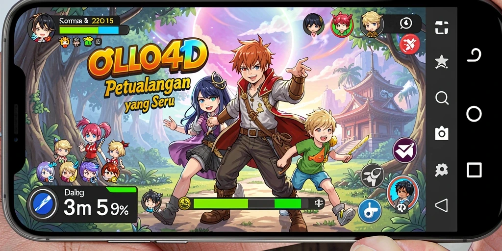 Gameplay OLLO4D yang menampilkan karakter anime dalam pertempuran epik.