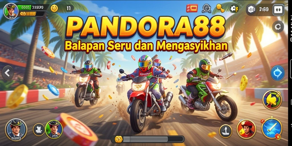 Gameplay menegangkan dalam PANDORA88 saat melintasi trek balapan.