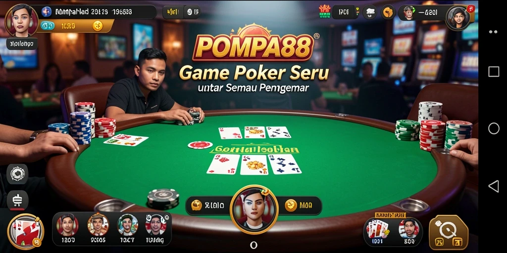 Tampilan menarik dari gameplay poker di POMPA88.