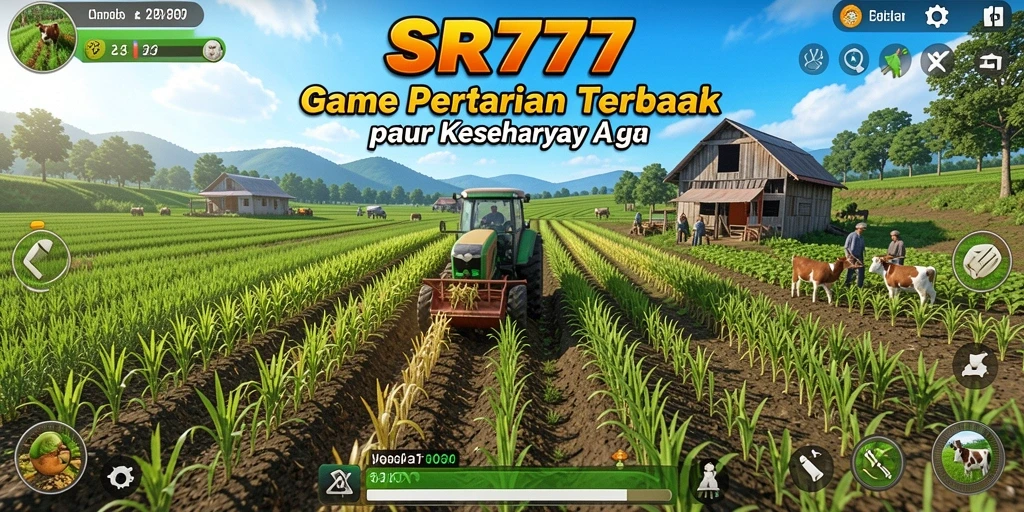 Tampilan gameplay SR777 yang menarik dengan lahan pertanian yang rimbun.