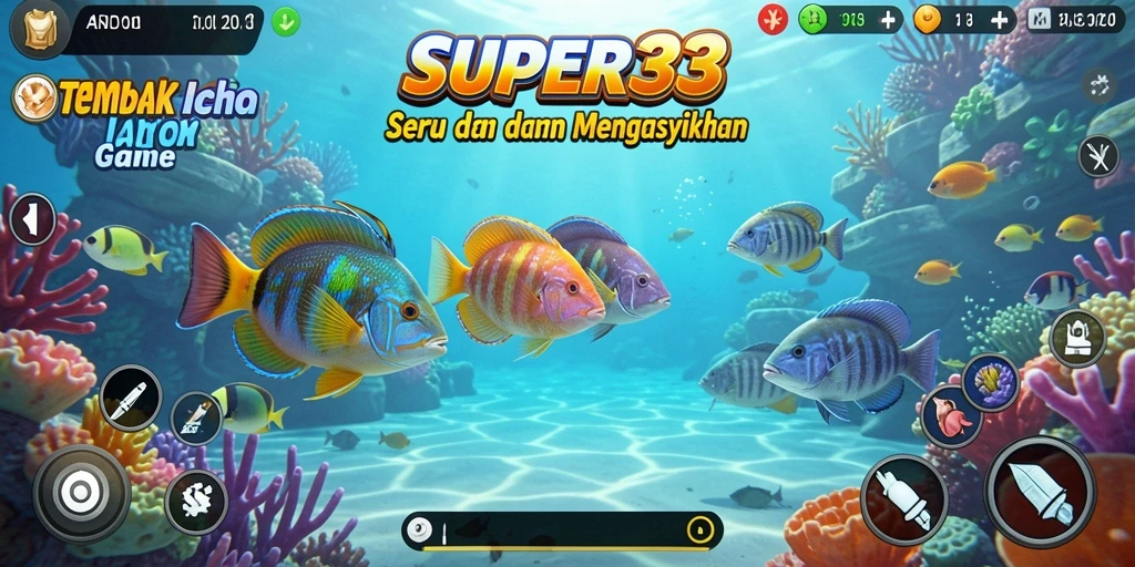 Tampilan gameplay Tembak Ikan yang menegangkan dan penuh warna.