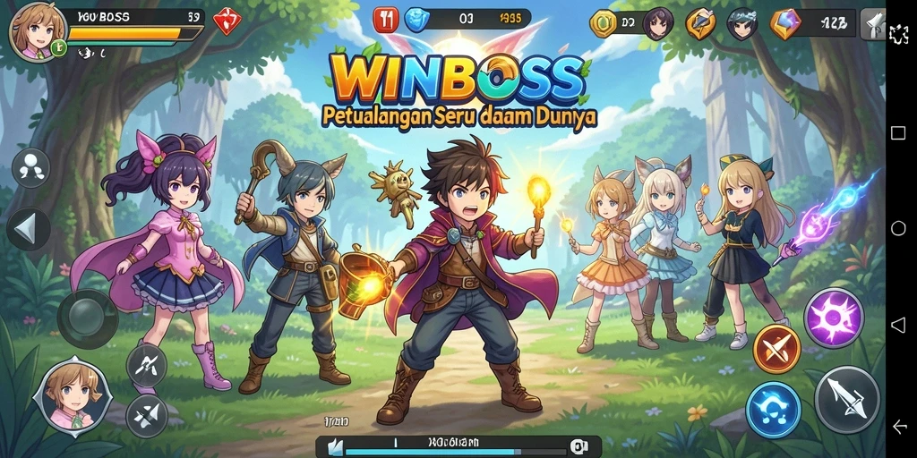 Momen seru gameplay WINBOSS dengan karakter anime berkualitas tinggi.