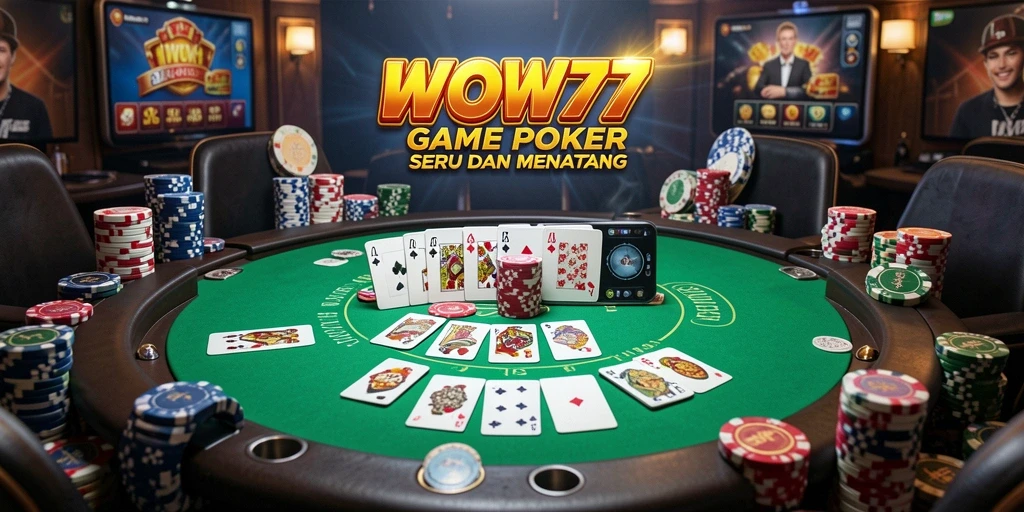Tangkapan layar WOW77 menampilkan pemain poker yang sedang bersaing dengan intensitas penuh.